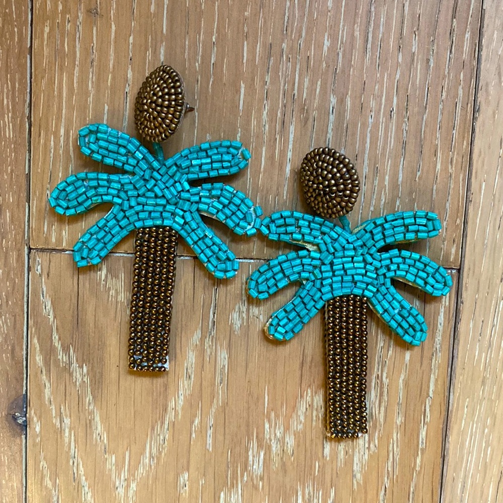 Kenneth Jay Lane palm tree beaded earrings